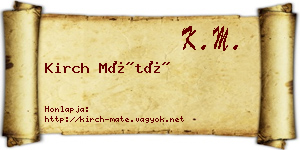 Kirch Máté névjegykártya